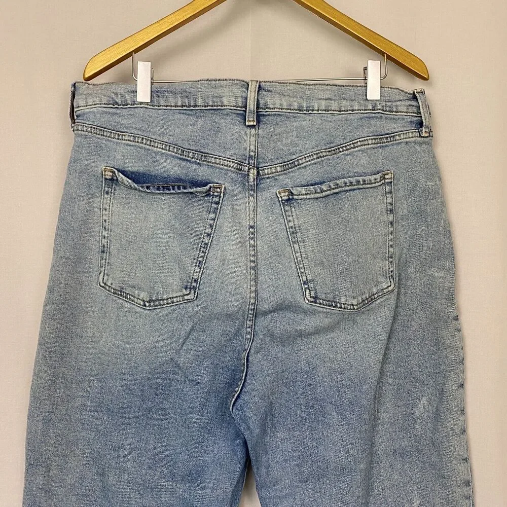 Old Navy Jeans Womens 18 Sky Hi Straight Slimming Light Wash Raw‎ Hem Blue 36x28
